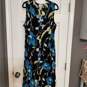 Essentials Blue and Yellow Sleeveless Maxi Sundress NWOT size L